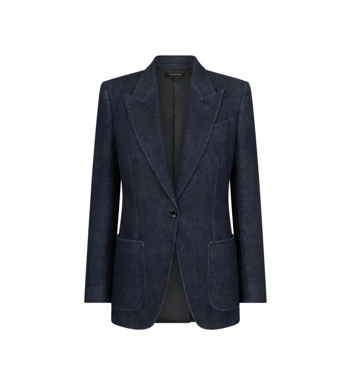 SINGLE BREASTED PEAK LAPEL JACKET INDIGO online